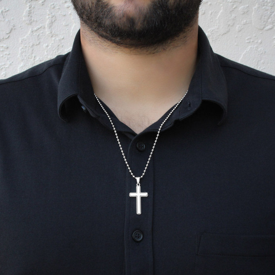 SON | Personalized Steel Cross Necklace on Cuban Chain – Specially CHOZEN